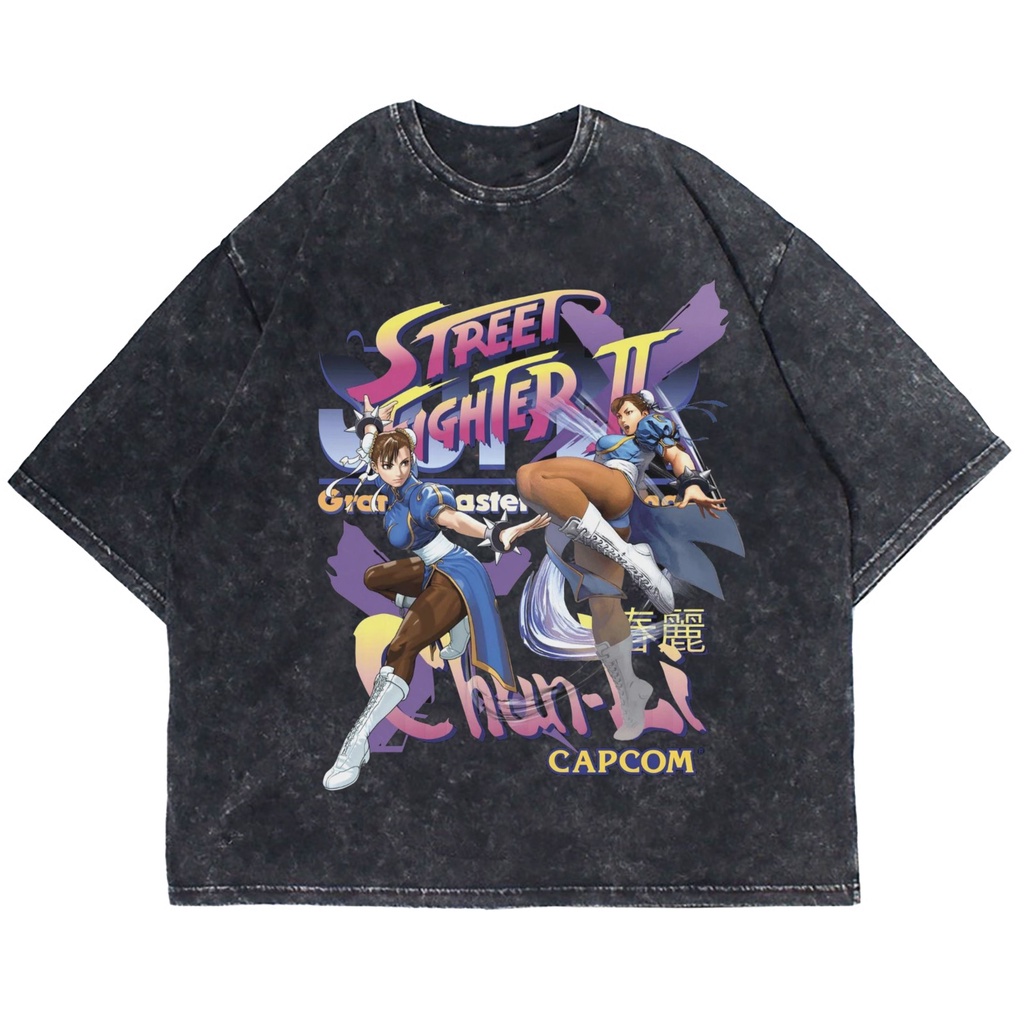 Patternmerch "kaos street fighter chun li" Oversize T-shirt | washed tee | kaos vintage