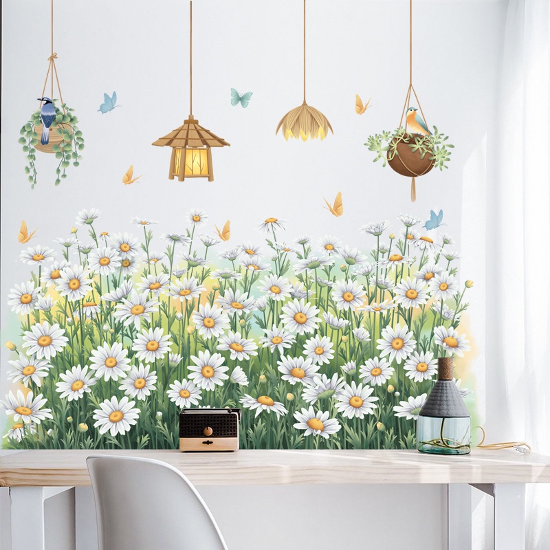 Daisy Skirting Stiker Dinding Hias Lampu Plafon Kamar Anak Kamar Tidur Background Removable Wallpaper