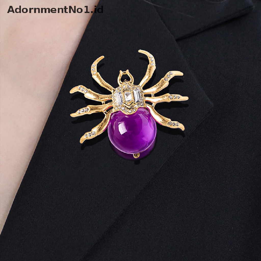 [AdornmentNo1] Desain Baru Lucu Kristal Spider Bros Kodok Bros Hijau Bros Pribadi Hewan Kartun Pin Bros Pernikahan Bros Aksesoris Elegan [ID]