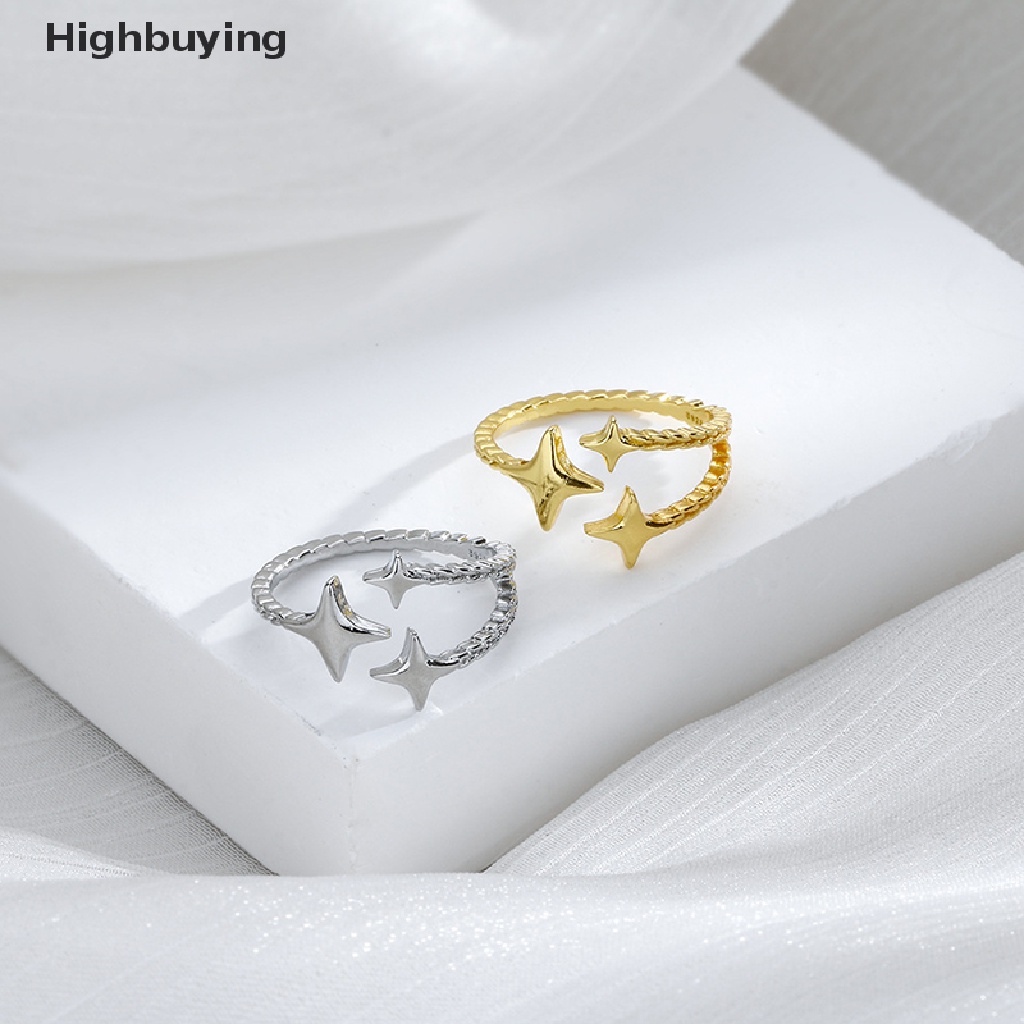 Hbid Mode Baru Empat Runcing Bintang Cincin Untuk Wanita Sederhana Pembukaan Adjustable Jari Cincin Bintang Bersinar Perhiasan Pesta Hadiah Glory