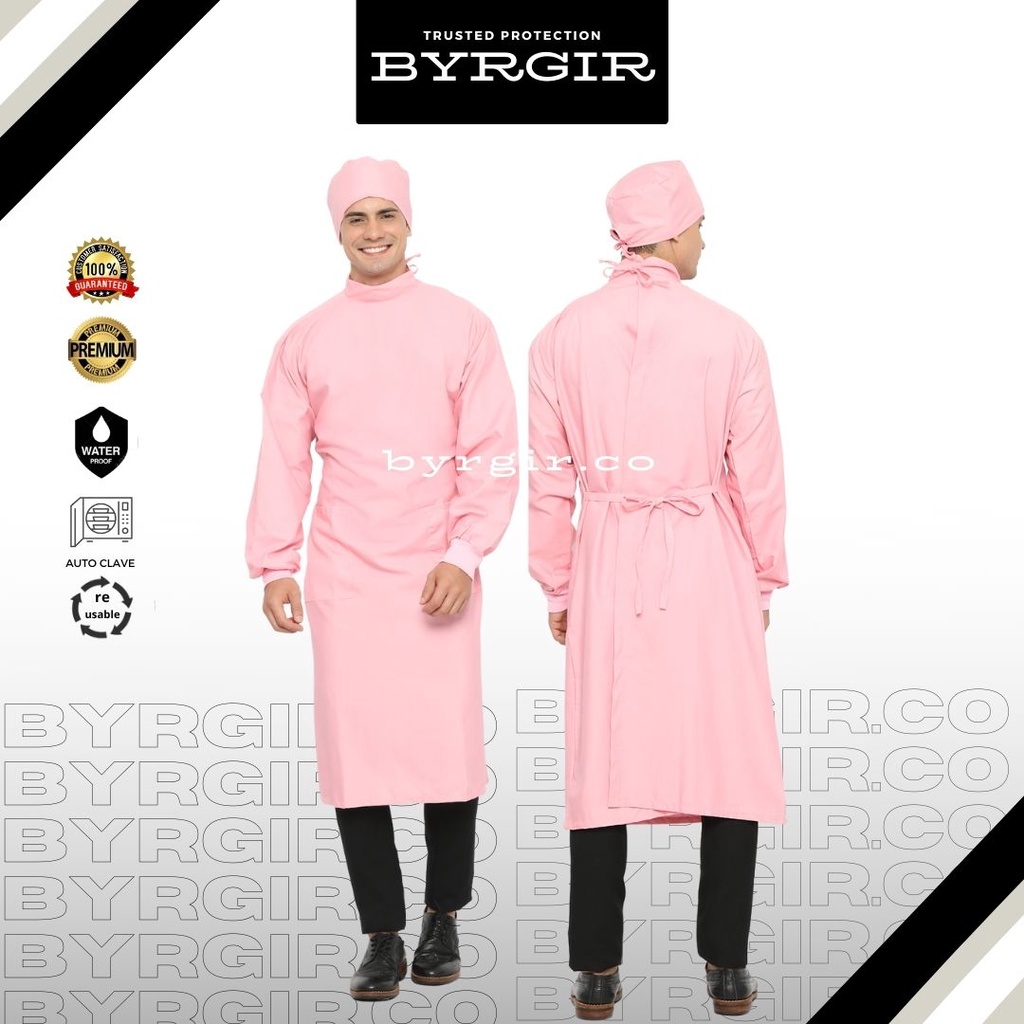 BYRGIR Surgical Gown Baju Operasi Katun Oxford Waterproof APD