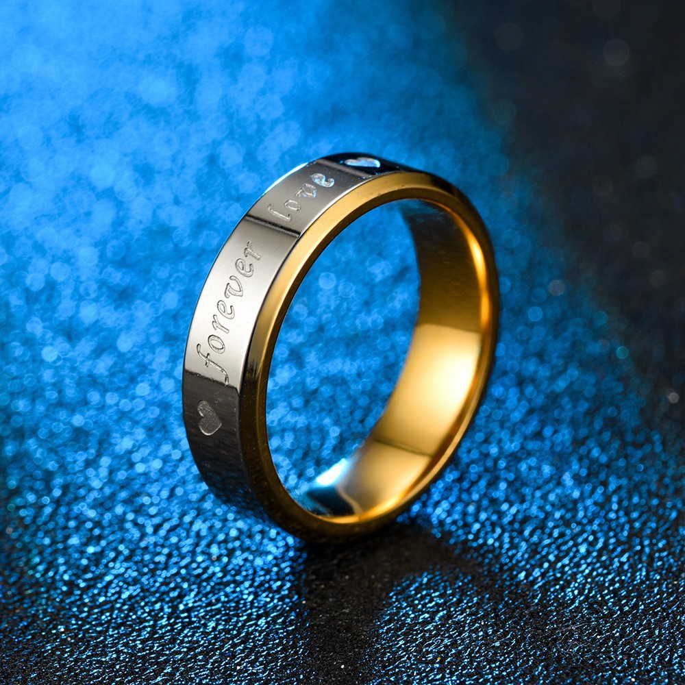 Korea Selamanya Cinta Baja Titanium Pasangan Cincin Emas 18K Rings Untuk Wanita Dan Pria Hadiah Perhiasan