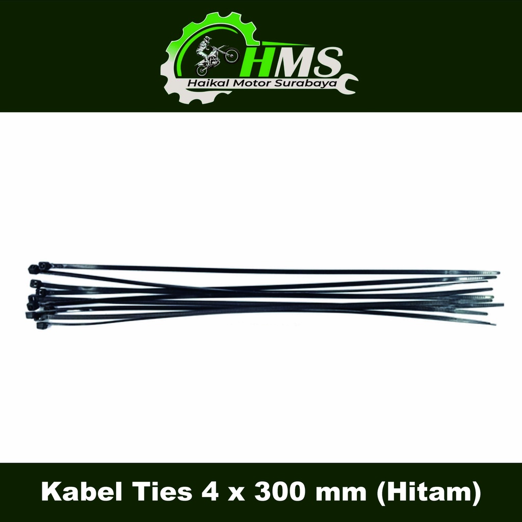 

Kabel Ties 4 x 300 mm (Hitam) - Kabel Tali Kawat Pengikat Kabel Cable Tis (Harga Per 10 PC)
