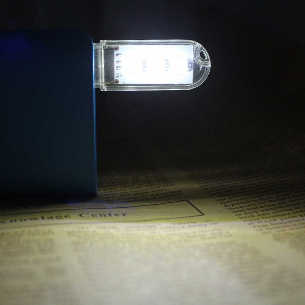 Lampu Baca Mini LED USB Portable 12W 5V Lampu Cahaya Terang 8 LED Material Plastik Aluminium Isi Daya Port Powerbank