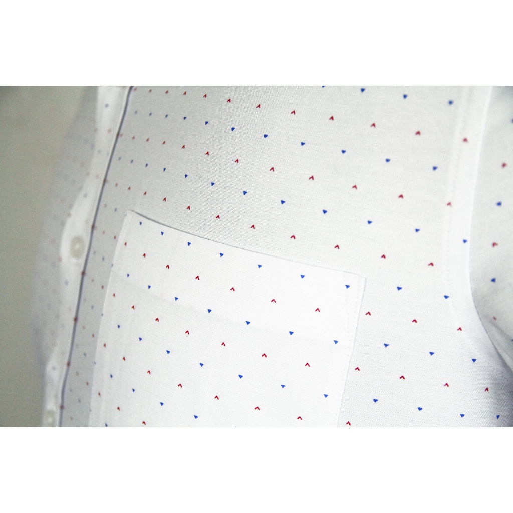 Kemeja Pria Formal Slimfit Maginot Lengan Pendek Putih Motif Polkadot 08 | Kemeja Kantor/Kerja