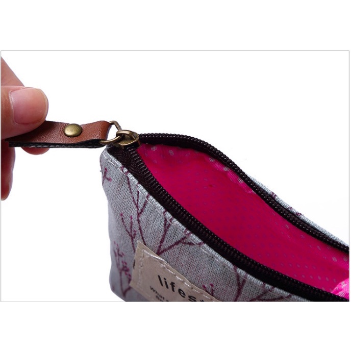 Pouch Dompet Koin Resleting LIFESTYLE KANVAS Dompet Serbaguna Sleting Motif Bunga - BUM