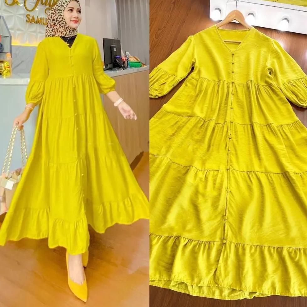 STOK TERBATAS Livy Midi Dress Gamis Jumbo XL, XXL, XXXL Long Dress Polos Matt Katun Rayon Ootd Korea