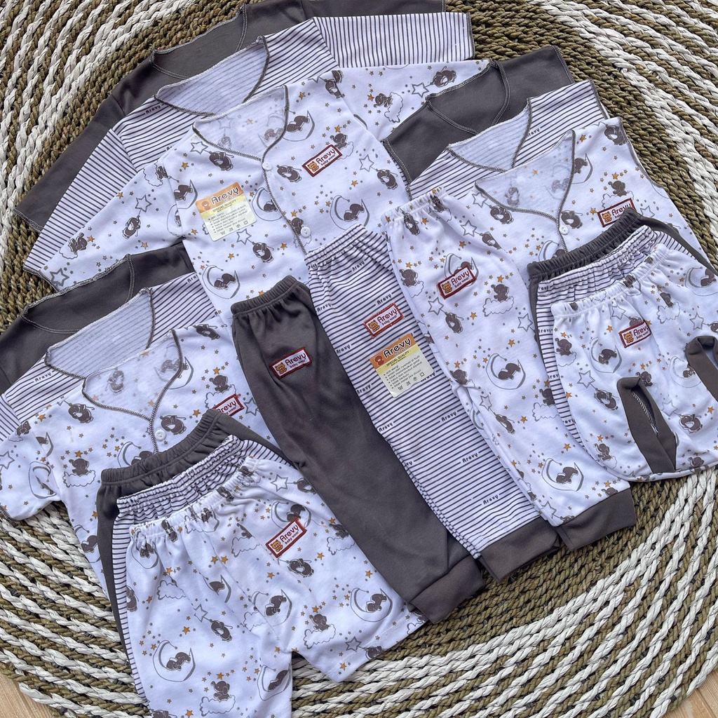 Paket Baju Bayi Newborn Arevy Babywear 0-3 Bln Abu Series Perlengkapan Bayi Baru Lahir &amp; Kado Baby Giftset Paket Lahiran Setelan Baju Bayi Celana Bayi Baru Lahir Baju Panjang Celana Panjang Baju Pendek Celana Pendek Baju Kutung Celana pop