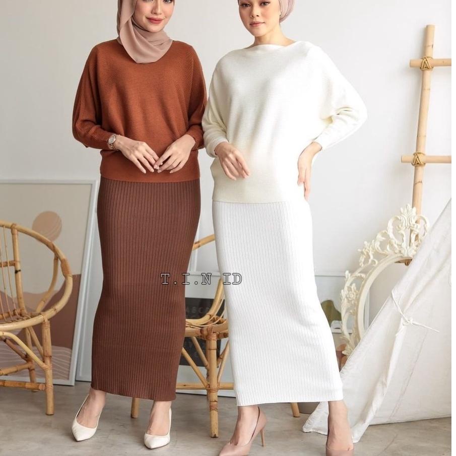 ✔ Rok rajut span Import Long pensil rib knit skirt