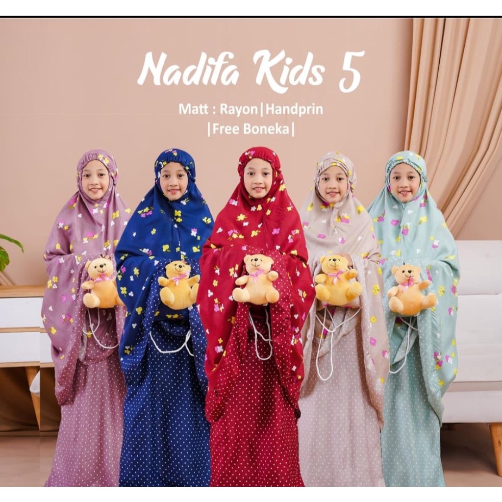 Mukena Anak Nadifa Kids Mukena Rayon Anak By Aliyah Mukena/Telekung Anak Tas Boneka