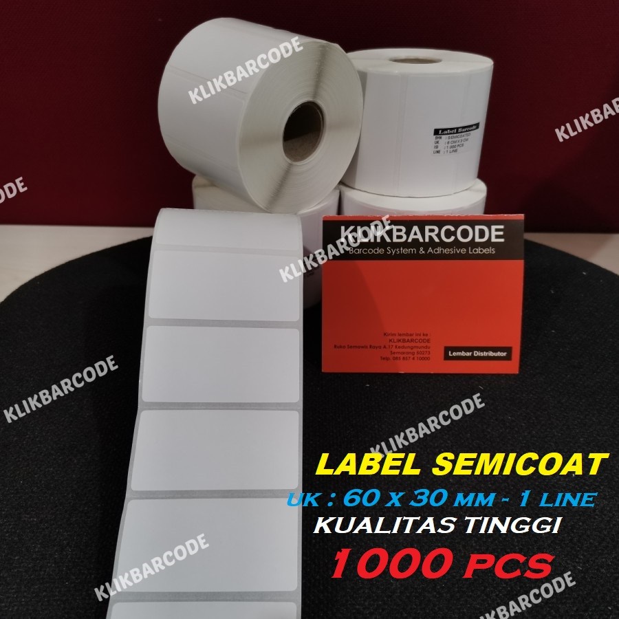 

MURAH LABEL BARCODE SEMICOAT 60 X 30 MM - 6 X 3 CM - ISI : 1.000 PCS MURAH