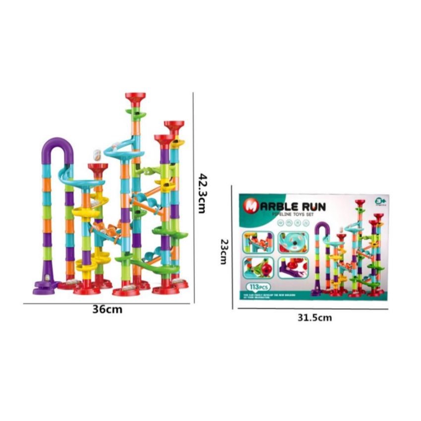 Mainan Anak MARBLE RUN PIPELINE 113 PCS Mainan 3D Maze Ball Roll DIY