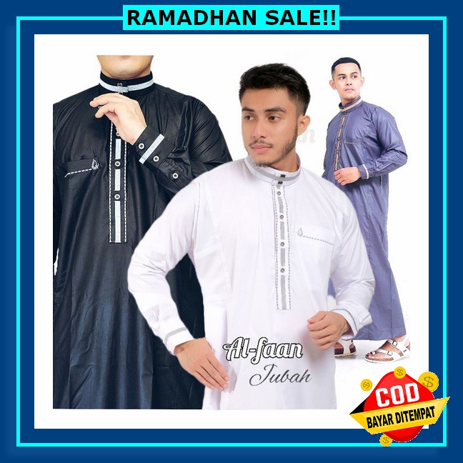 (S-3Xl) Gamis Jubah Gamis Pria Dewasa Muslim Polos Lengan Panjang Premium Hanif List / Jubah Hanif D