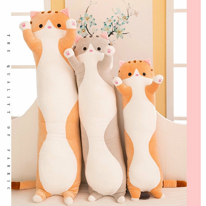 50cm Cute Mewaii Long Cat Pillows Plush Toys Stuffed Animals Dolls Kitty Kids Xmas Gifts