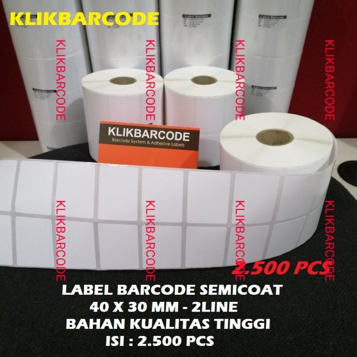 

LABEL BARCODE 40 X 30mm (2 LINE) KERTAS STICKER LABEL SEMICOATED 40x30