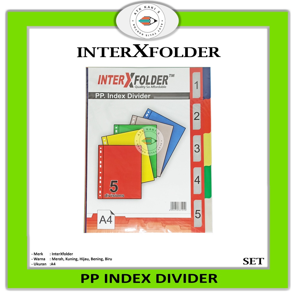 

INTERX FOLDER - PP Index Divider A4 5 Warna - SET