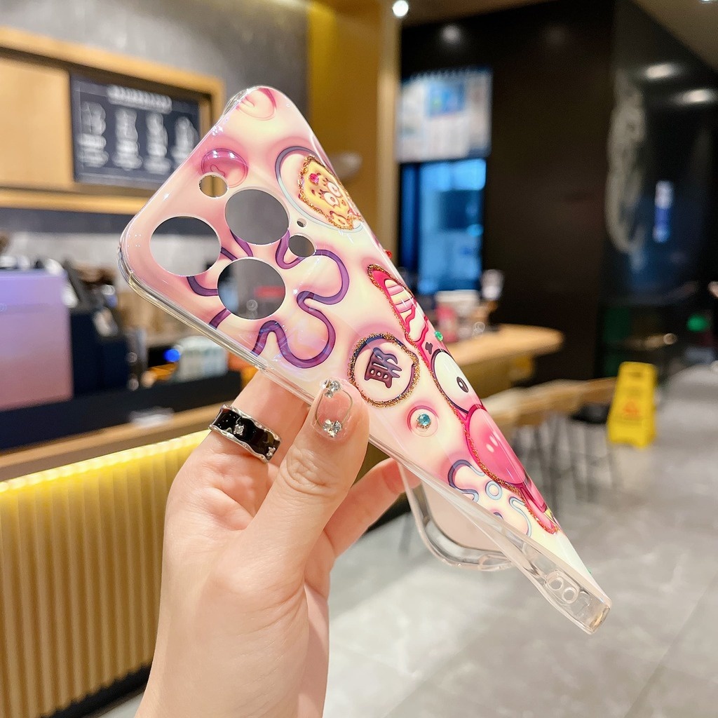 IPHONE  Casing Ponsel Desain Patrick And Bob Glossy Pesta Kompatibel Dengan Iphone12 13 14 11 Pro Max X Xs Max Xr Fdgcv