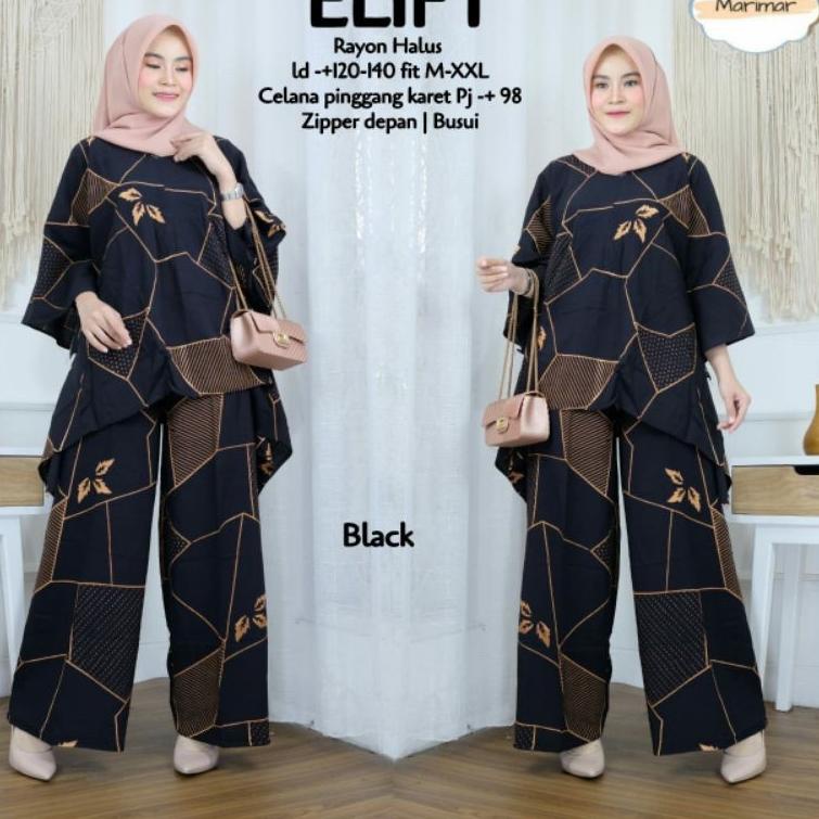 Murah Madhumati.id Setelan Waka Elift One Set Rayon Jumbo Ld 130 cm BSize Resleting Depan Busui Frie