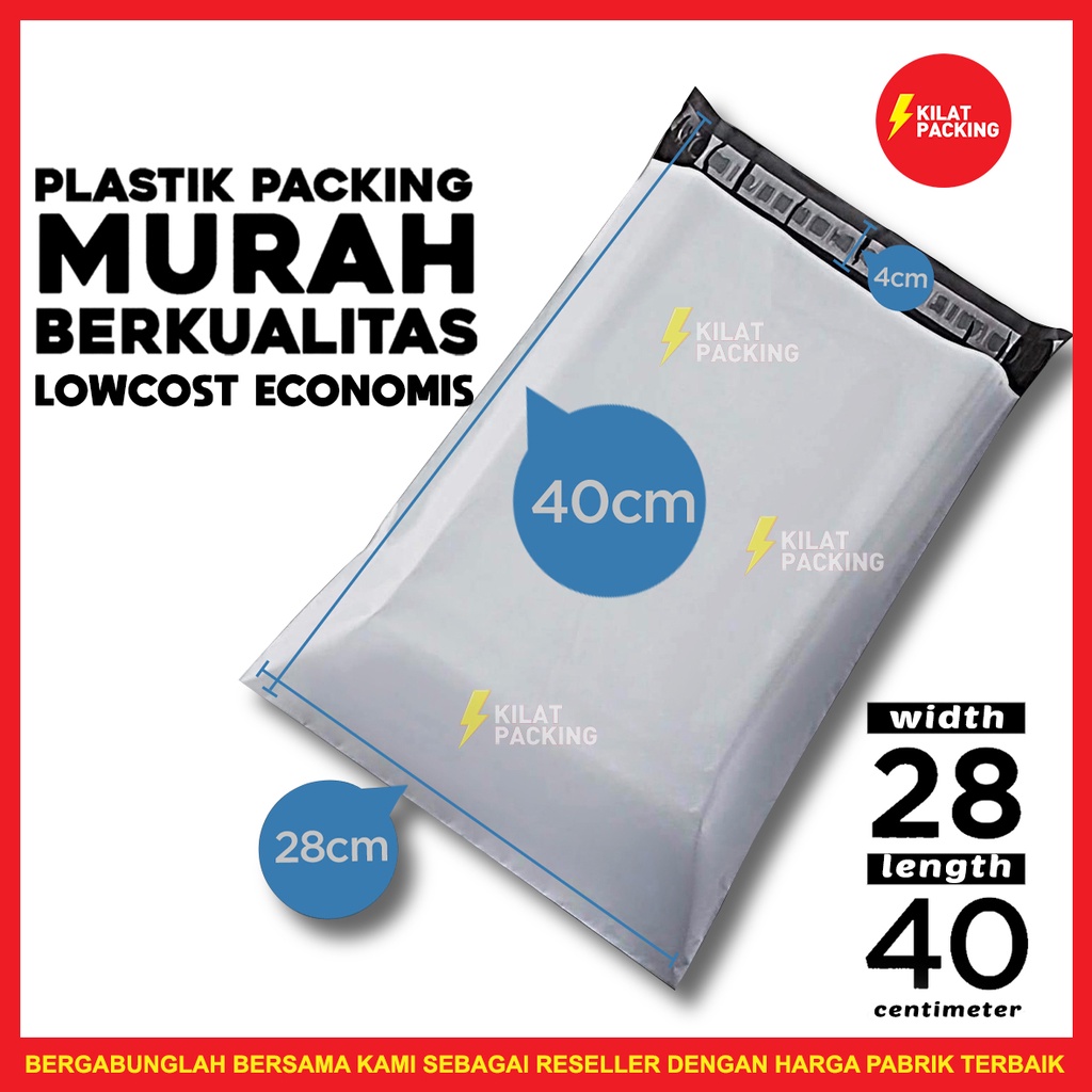 

Polymailer Low Cost Amplop Packaging Olshop Ekonomis Putih 28x40cm