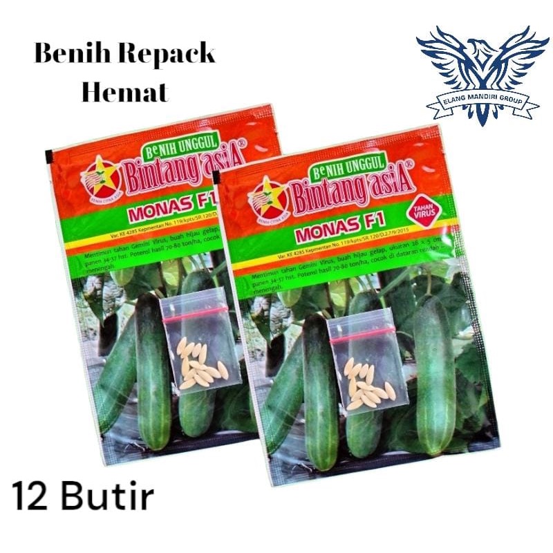 Repack 2000an Bibit Benih Timun MONAS F1 12 Butir Bintang Asia 100% Original