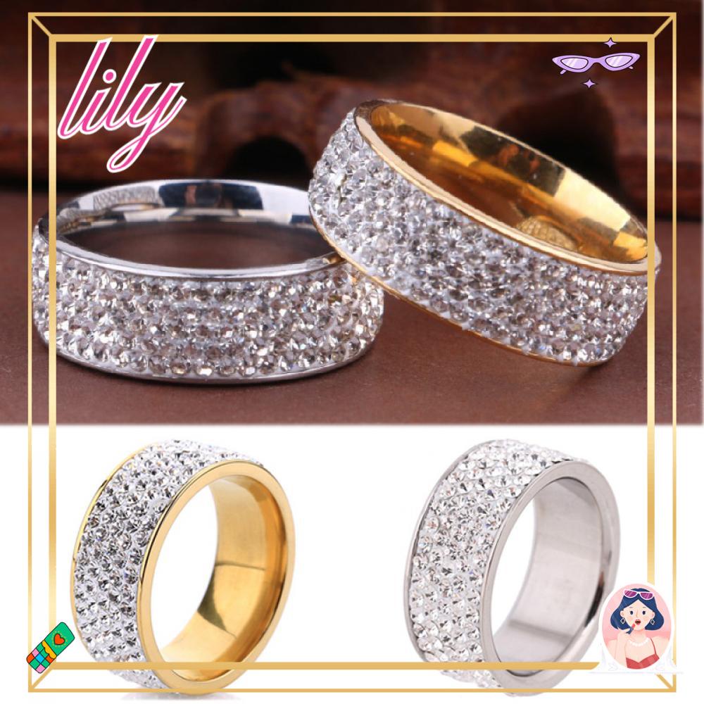 Cincin LILY Band Size8-12 Hias Perhiasan Unisex Anti Karat