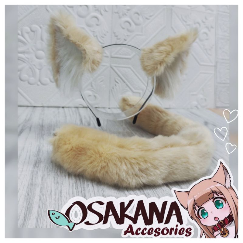 osakana nekomimi accesories realistic ear cat bando kucing cosplay anime halloween party neko nyan headband