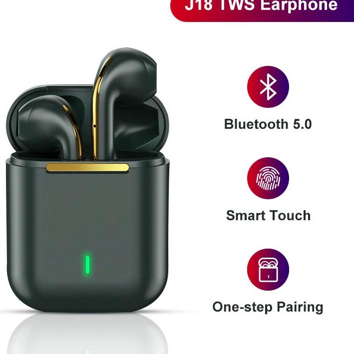 ♥ J18 TWS Headset Bluetooth Full Bass True Wireless Earphone 12D HIFI Stereo Sound Headset Gaming In