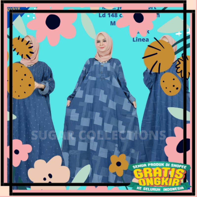Gamis Jeans Super Jumbo Fashion Muslim Bahan Jeans Import Fit XXXL-XXXXL Big Size Best Seller / newm