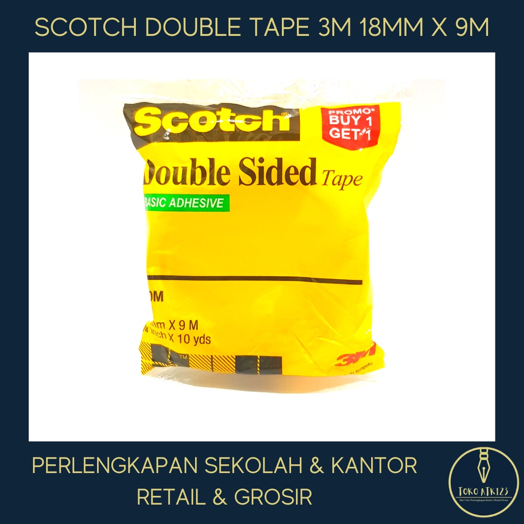 Scotch Double Sided Tape / Double Tape Merk 3M 18mm x 9m / Isi 2