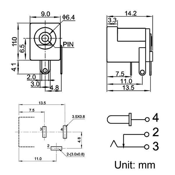 Socket DC 5.5 Adaptor Power Jack Soket Female Panel Box +Mur PCB Mount