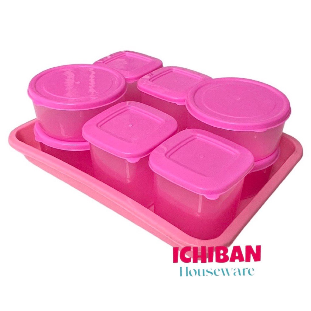 Toples Set Nampan Lebaran 8 pcs / Toples Plastik Bulat Segi Kotak 8 biji / Toples Jajan