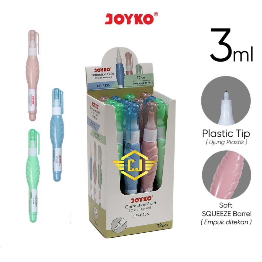 

1 LSN / 12 PCS Correction Fluid Joyko CF-P236 / Cairan Koreksi / Penghapus Cair