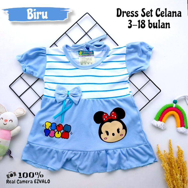 BAJU BAYI DRESS PEREMPUAN SET CELANA PENDEK 3-18 BULAN