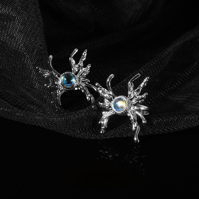 Moonstone Butterfly Ring Aksesoris Kepribadian Pasang Retro