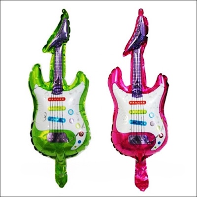Balon Foil Gitar Mini (Hijau & Pink)