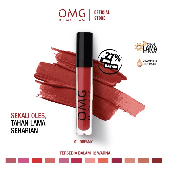 DISKON SHOPEE/ OMG OH MY GLAM Matte Kiss Lip Cream 01 Dreamy 3.5 g - Lipstick Matte