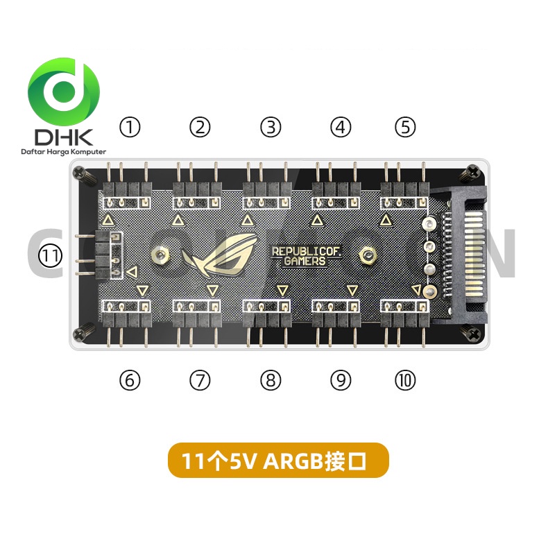 HUB 10 PORT ARGB 5V 3PIN ROG V11  SPLITER ARGB FAN