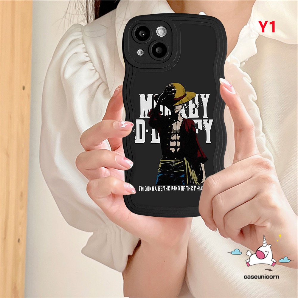 IPHONE Kartun Luffy Case Kompatibel Untuk Iphone14 11 13 12 Pro Max 6s 6 7 8 Plus XR X XS Max14 Plus SE 2020 Merek Trendi One Piece Lembut Tpu Pola Tepi Bergelombang Cover Cases