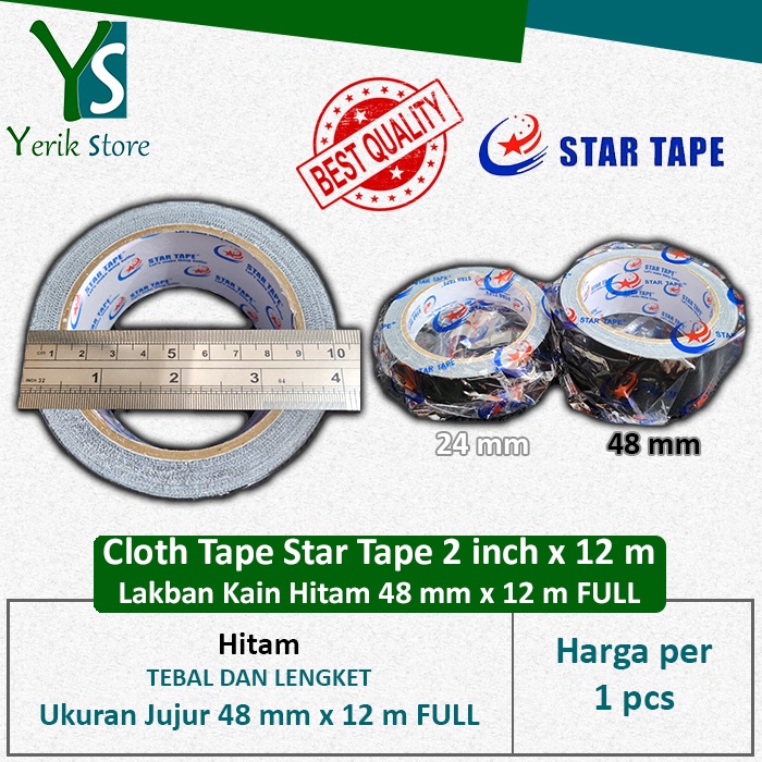 

Cloth Tape Hitam 2 inch x 12 m FULL (48 mm x 12 m) LAKBAN KAIN