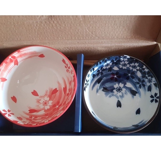 

Mangkok Keramik Set Jepang Giftbox Hampers Natal Souvenir Lebaran Kado - box biru kode1