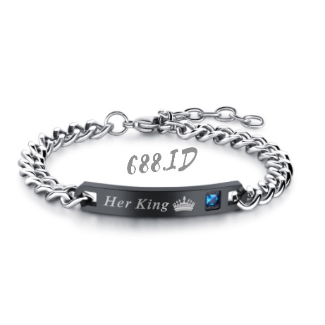 Gelang Fashion Pria &amp; Wanita Bisa Couple Her King His Queen Pasangan Bestie Murah Meriah GL 34