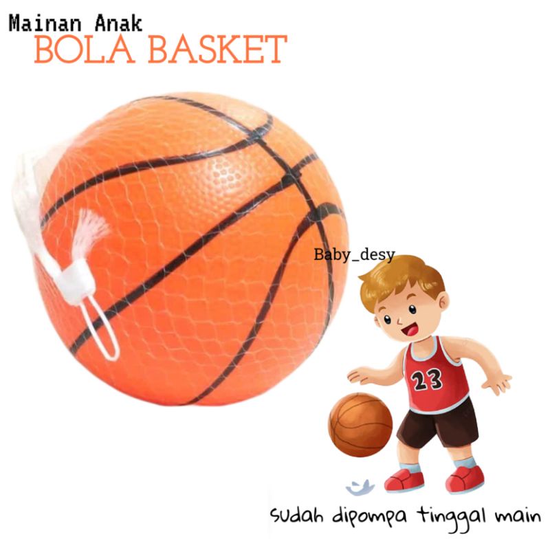 BOLA BASKET / BOLA BASKET KARET / MAINAN BOLA BASKET / MAINAN BOLA ANAK / SUDAH DIPOMPA TINGGAL PAKAI