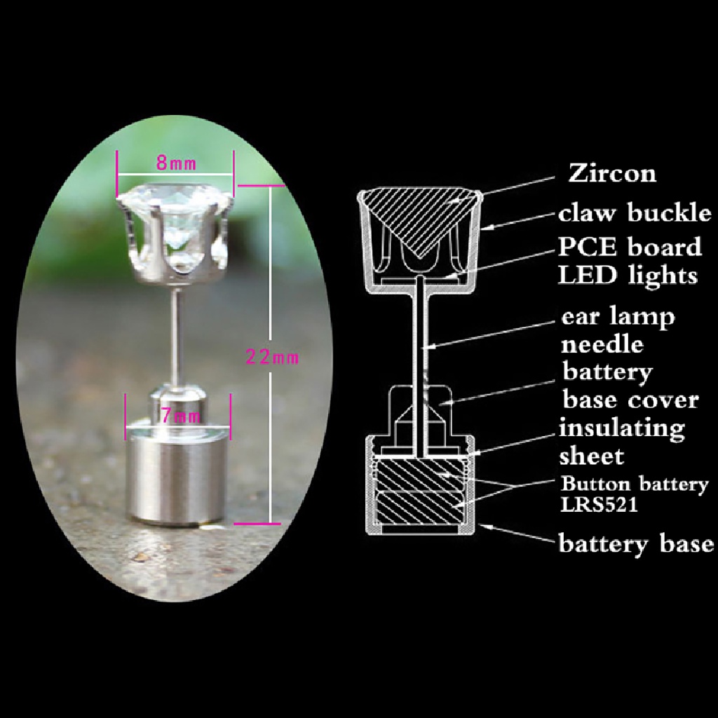 Mornin 1Pc Lampu Kedip Anting Pejantan Lampu LED Stud Earring Bar Klub Malam KTV Perhiasan id