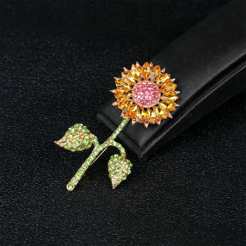 Kristal Bunga Matahari Bros Pin Enamel Bunga Pernikahan Perjamuan Pesta Bros Hadiah