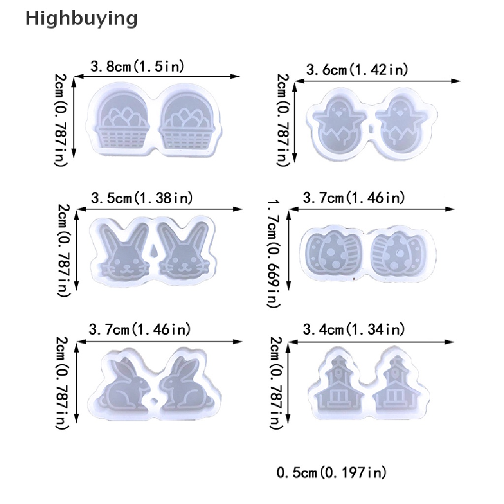 Hbid Lucu Tema Paskah Telinga Kancing Cetakan Silikon DIY Paskah Kecil Telur Bunny Ch Anting Liontin Ornamen Dekorasi Epoxy Resin Casg Cetakan Glory