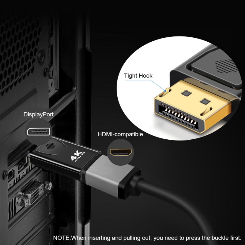Displayport Ke HDMI-Kompatibel Adapter Display Port Male DP To Female Konverter Kabel TV HD 4K 1080P Untuk PC TV