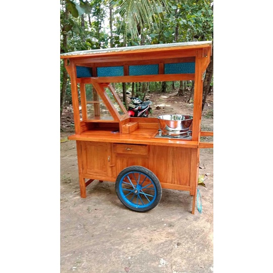 Gerobak Soto Lamongan Kayu Mahoni dan dandang Soto Model Corong