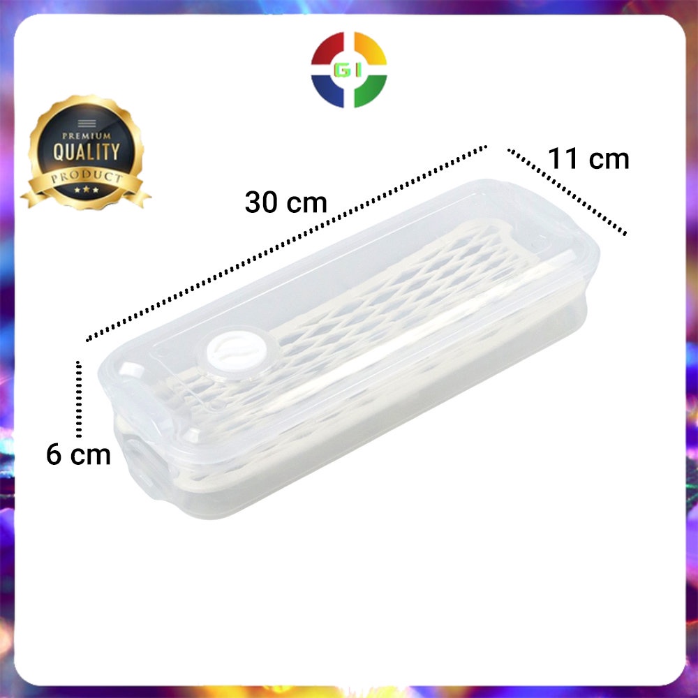 Kotak Kontainer Penyimpan Makanan Kulkas Serbaguna Kitchen Storage Food Box with Drain Hole White