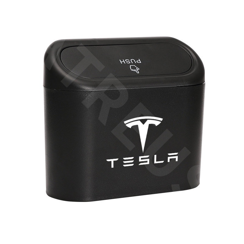 Tesla Model 3y S X Tempat Sampah Mobil Gantung Tutup Flip Dustbin Tipe Tekan Storage Box Organizer Aksesoris Mobil