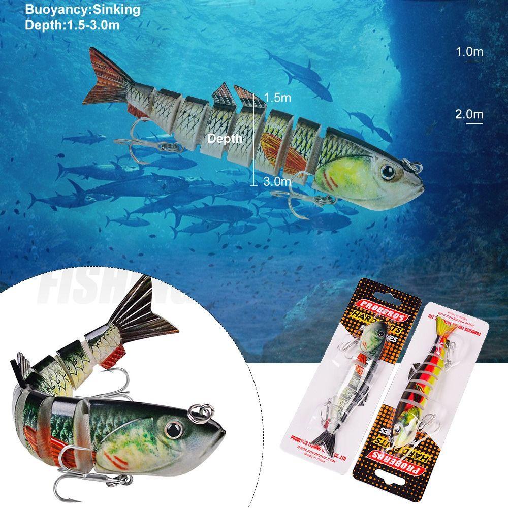TOP 8segmen 113cm 22g Pemikat Pancing Portable Buatan Plastik Engkol Keras Treble Hooks
